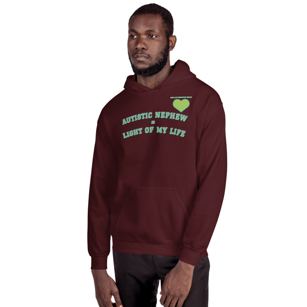 AUTISTIC NEPHEW = LIGHT OF MY LIFE | UNISEX HEAVY DUTY PULLOVER SWEATER