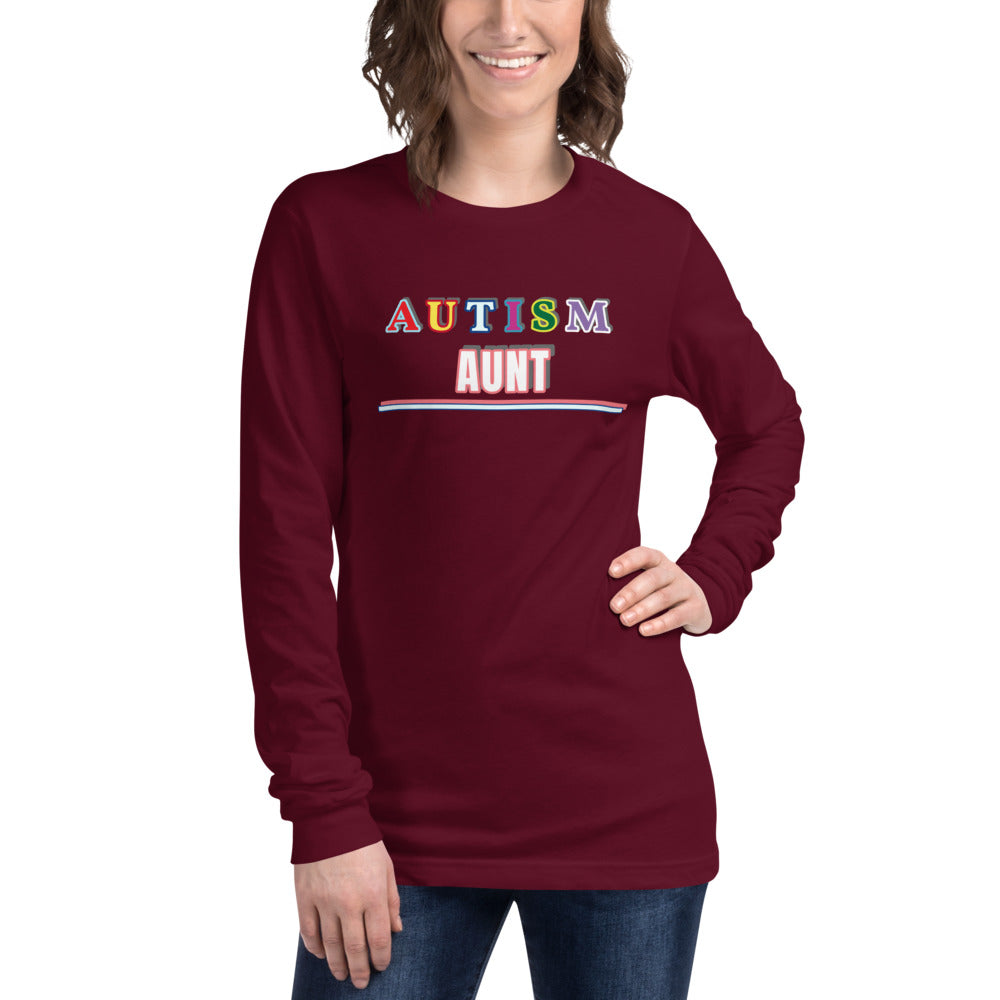 AUTISM AUNT | PREMIUM FITTED WOMAN'S BELLA CANVAS LONG SLEEVE