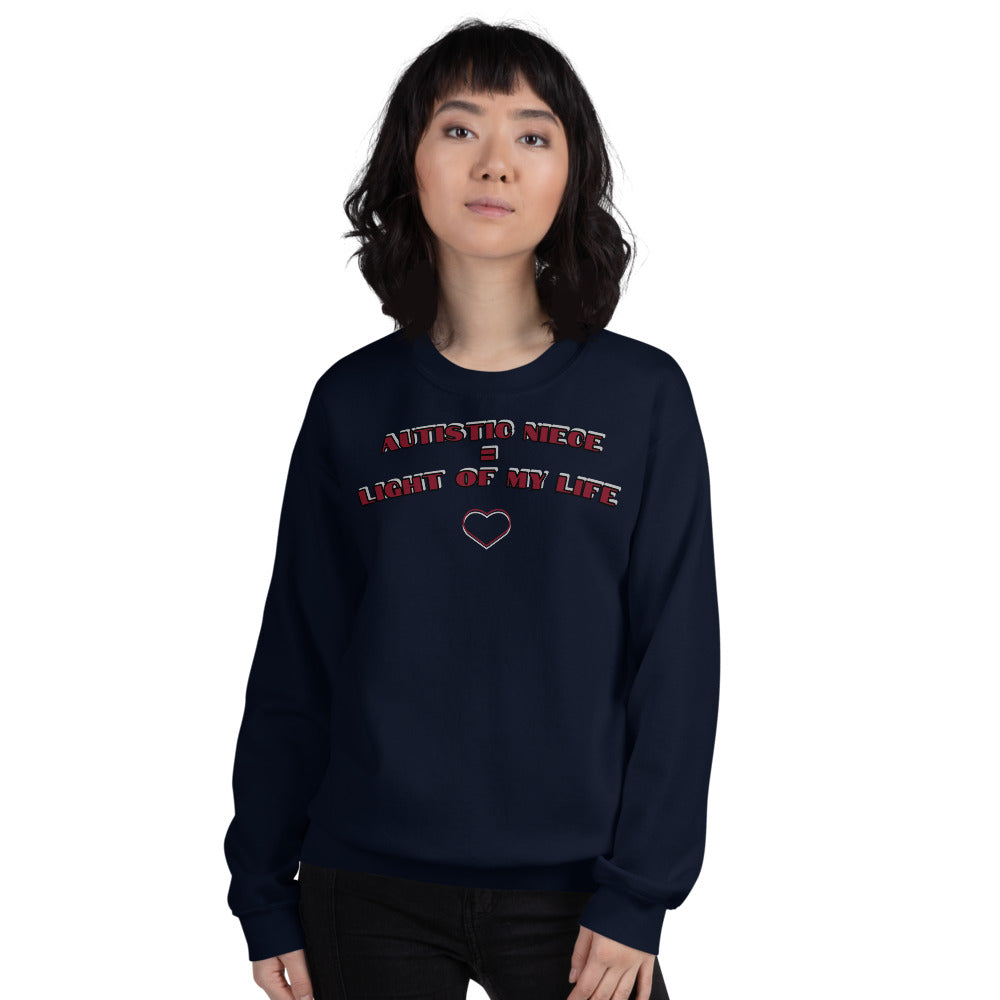 AUTISTIC NIECE = LIGHT OF MY LIFE | PREMIUM BELLA CANVAS LONG SLEEVE SWEATER