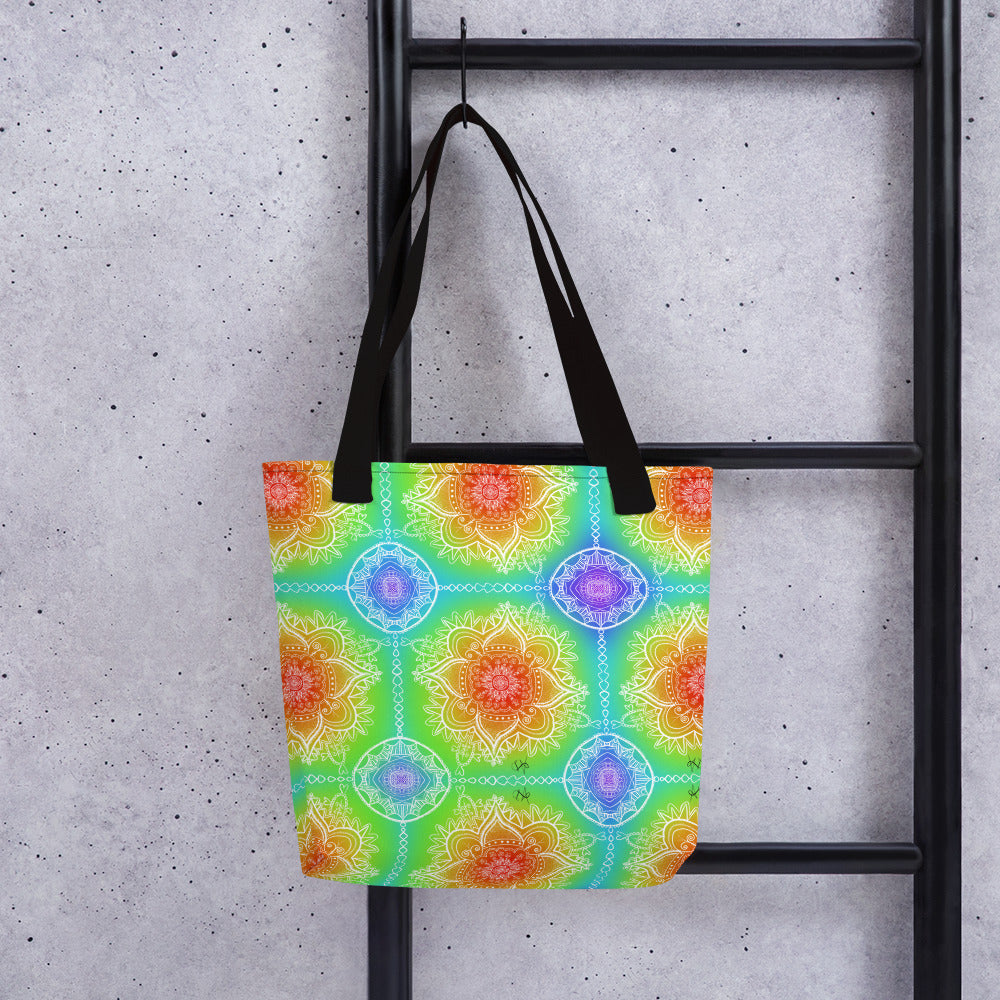 Bright Rainbow Mandala All Over Tote