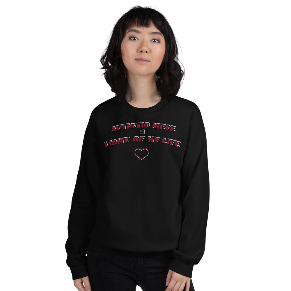 AUTISTIC NIECE = LIGHT OF MY LIFE | PREMIUM BELLA CANVAS LONG SLEEVE SWEATER