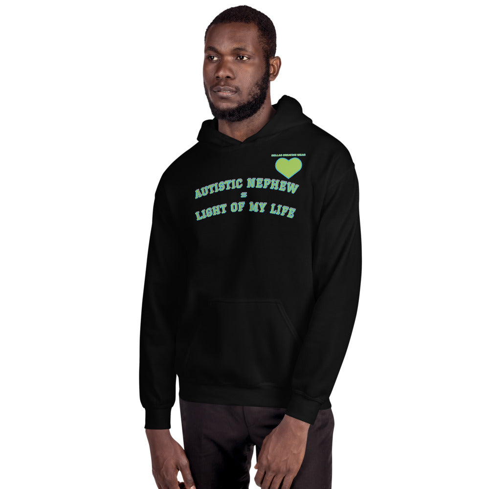 AUTISTIC NEPHEW = LIGHT OF MY LIFE | UNISEX HEAVY DUTY PULLOVER SWEATER