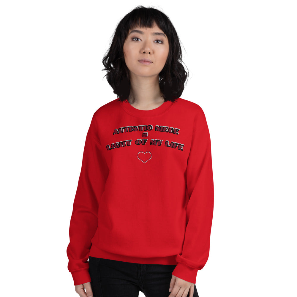 AUTISTIC NIECE = LIGHT OF MY LIFE | PREMIUM BELLA CANVAS LONG SLEEVE SWEATER