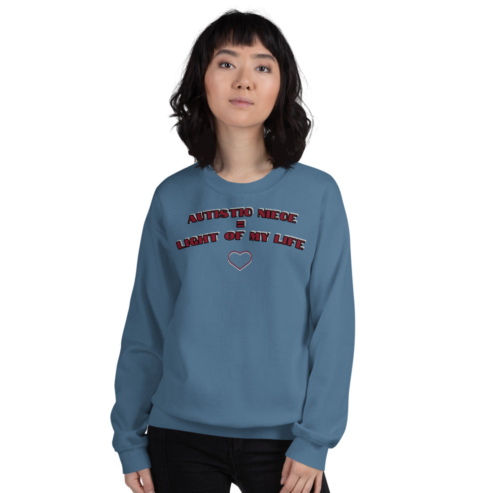 AUTISTIC NIECE = LIGHT OF MY LIFE | PREMIUM BELLA CANVAS LONG SLEEVE SWEATER