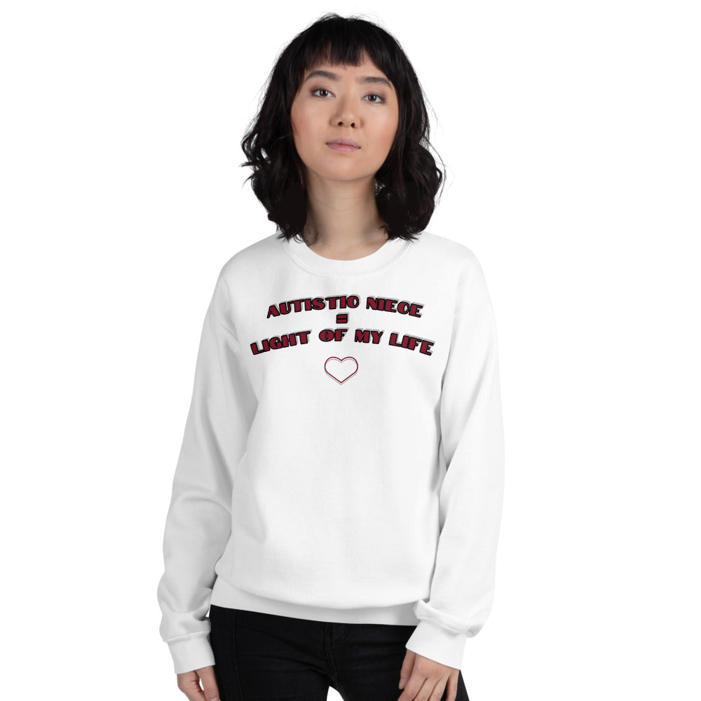 AUTISTIC NIECE = LIGHT OF MY LIFE | PREMIUM BELLA CANVAS LONG SLEEVE SWEATER